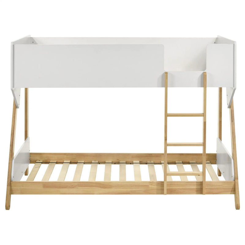 Wyatt Wood Twin Over Twin Bunk Bed White and Natural by Unique Piece Furniture