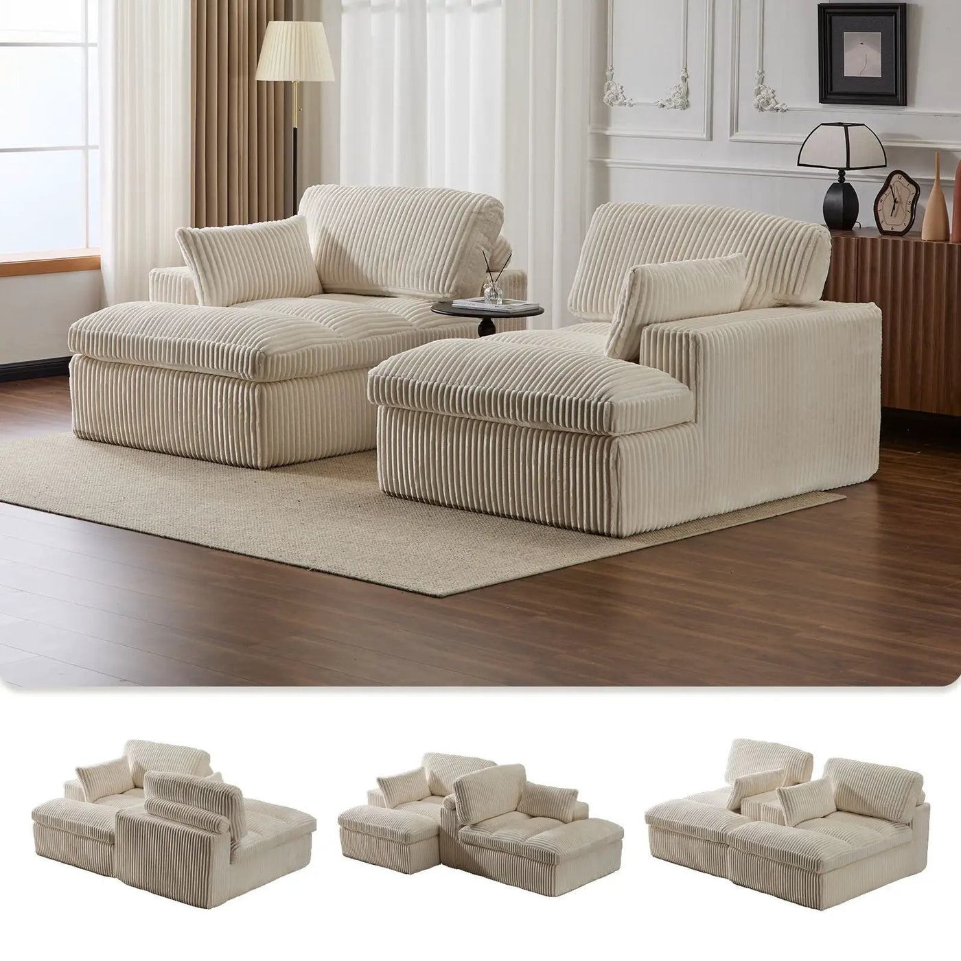 Double Chaise Lounge Chair, Oversized Upholstered Sleeper Cloud Couch by HouseOfZazla