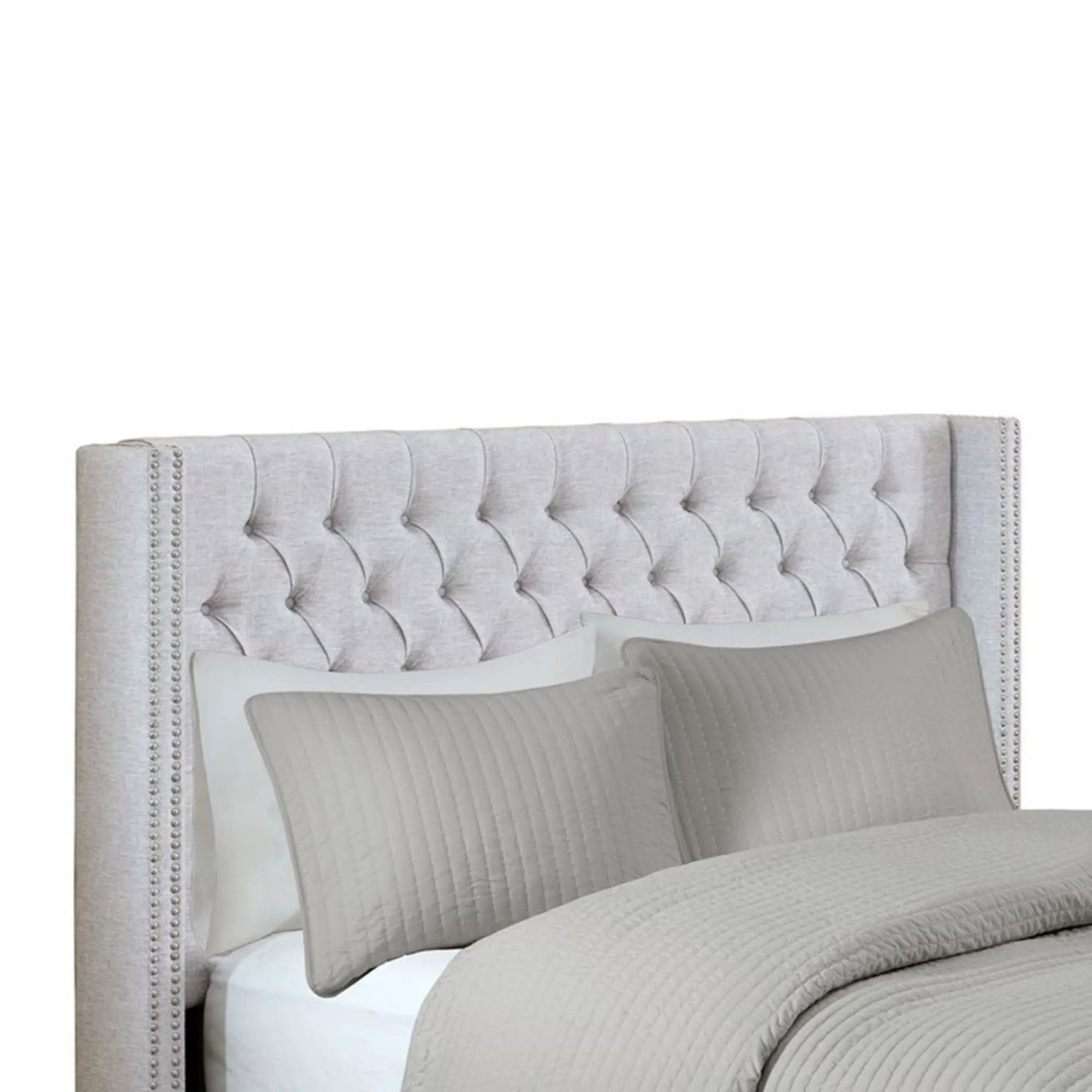 Transitional Upholstery Headboard With Tufted Buttons And Nailhead Trim by HouseOfZazla
