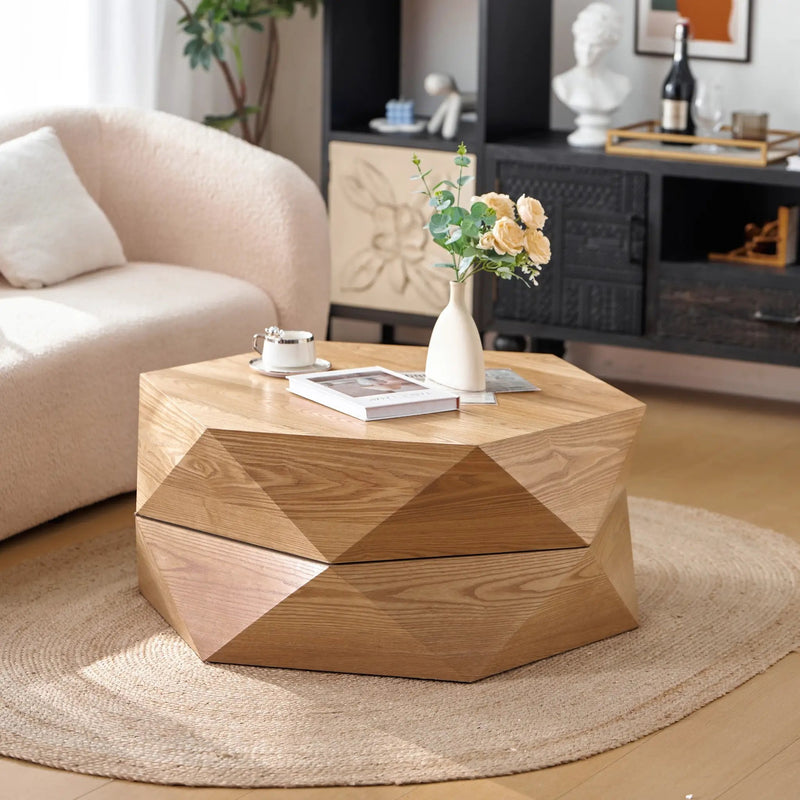 36.61'' Retro Style Polygon Flip Top Coffee Table by HouseOfZazla