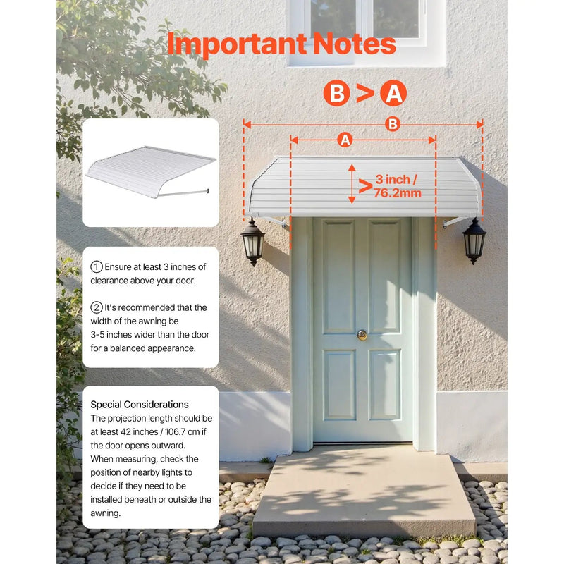 Window Awning Door Canopy 48x42 in Aluminum Alloy by HouseOfZazla