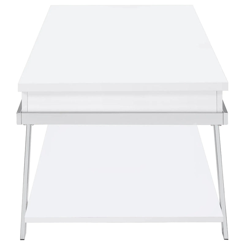 Briana - 2 Piece Coffee And End Table Set With Lift Top Legs - Gloss White by HouseOfZazla