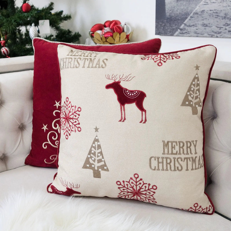 Merry Christmas Embroidered Poly Pillow by HouseOfZazla
