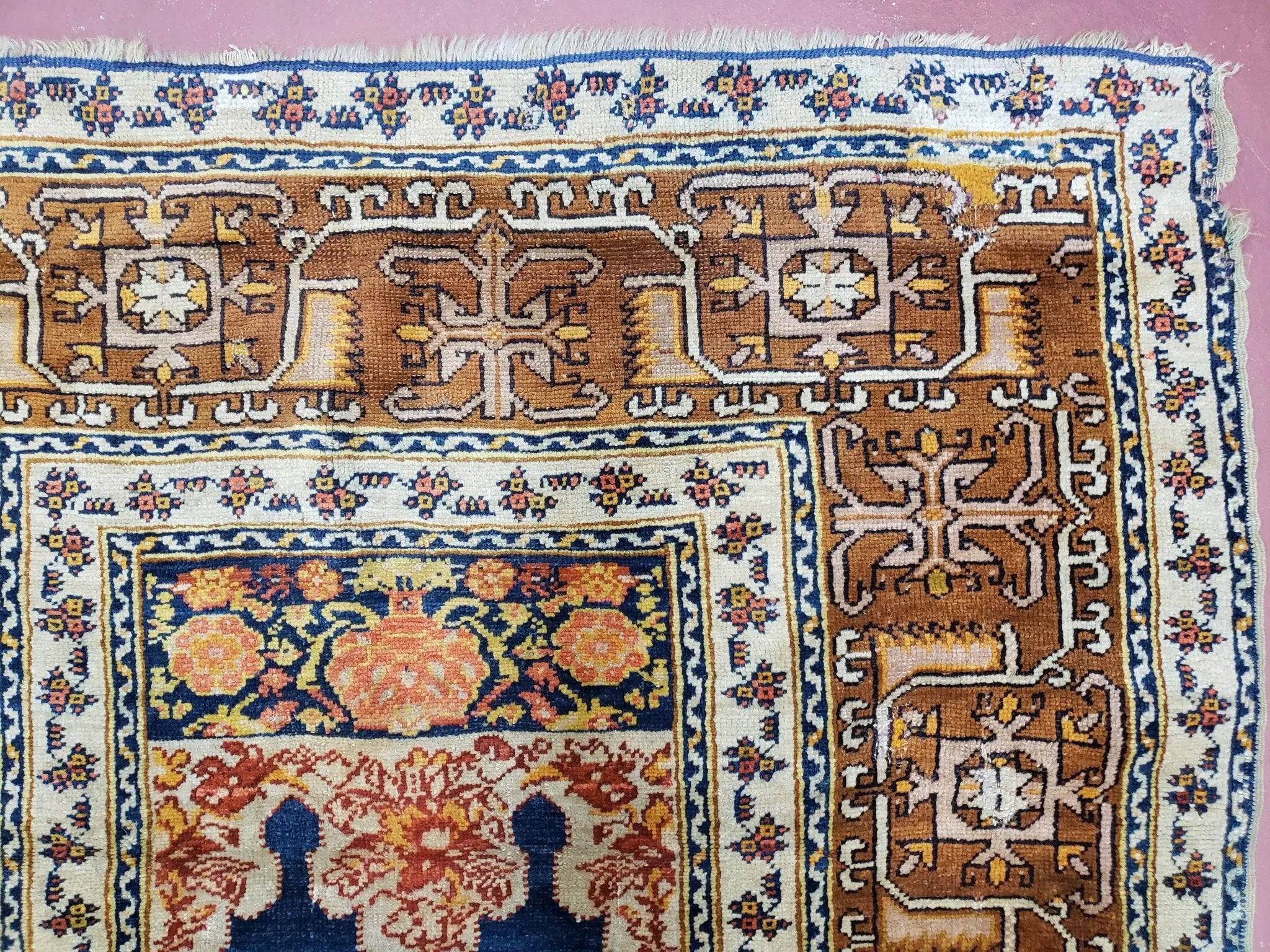 Antique Turkish Anatolian Ghiordes Prayer Rug, Twin Mihrabs, Rare Collectible Oriental Rug, Early 20th Century Prayer Rug, 3'9" x 5'2" by Jewel Rugs
