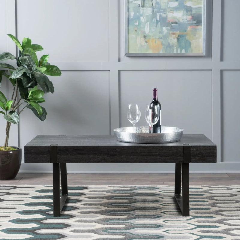 Abitha Coffee Table With Industrial Powder Coated Metal Legs by HouseOfZazla