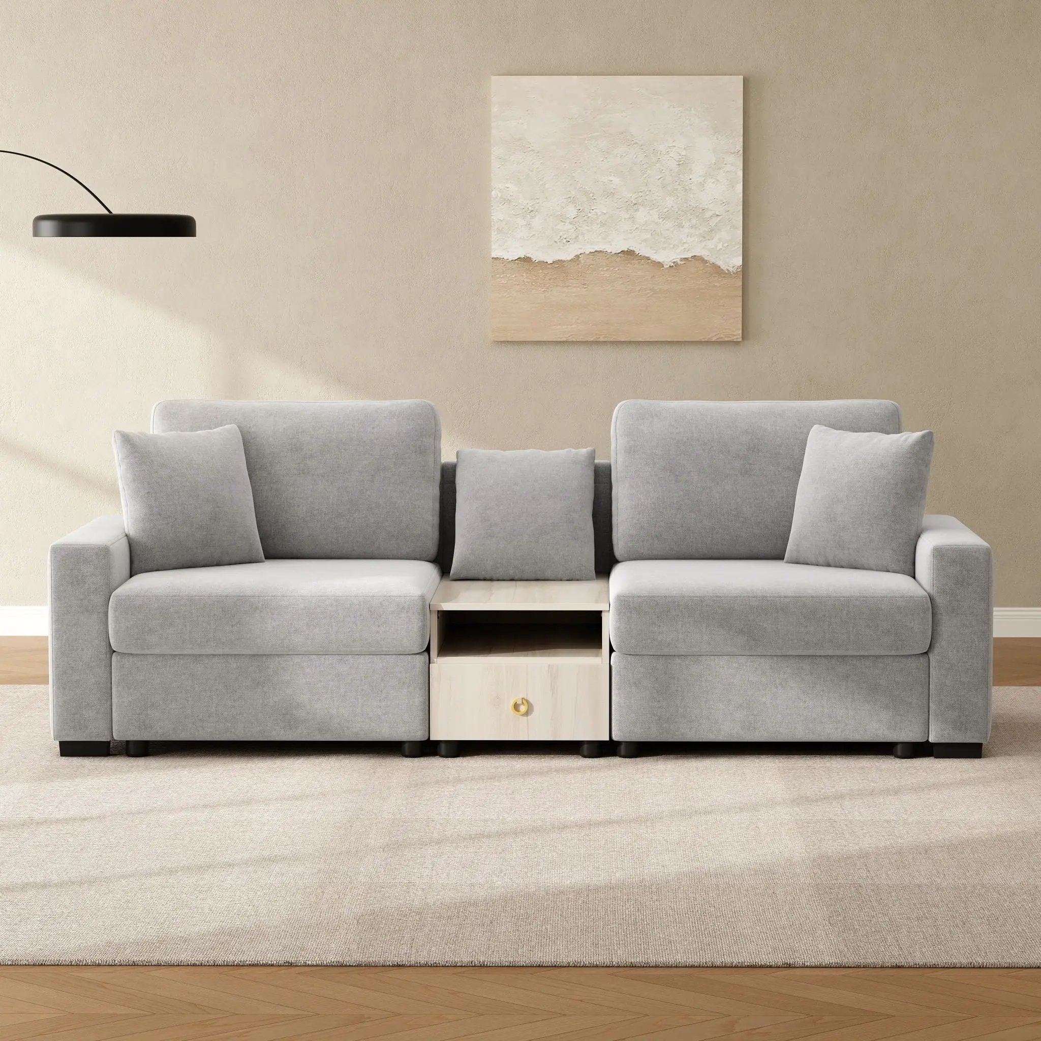 Modular Sofa Couch With Storage Armrest And Center Console by HouseOfZazla