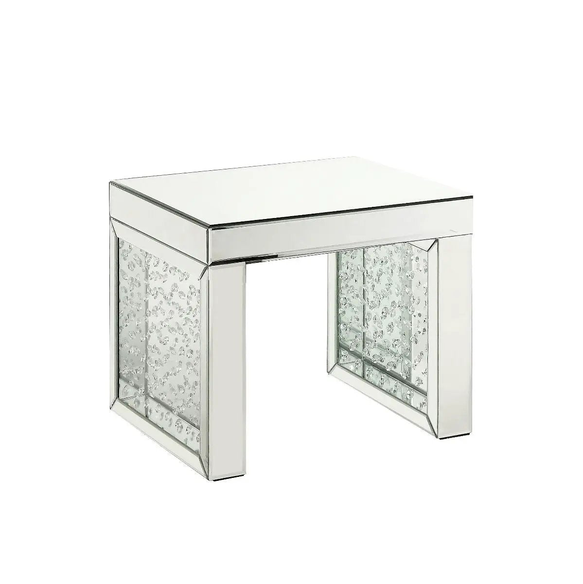 Nysa - 16" Accent Table - Mirrored & Faux Crystals Inlay by Unique Piece Furniture