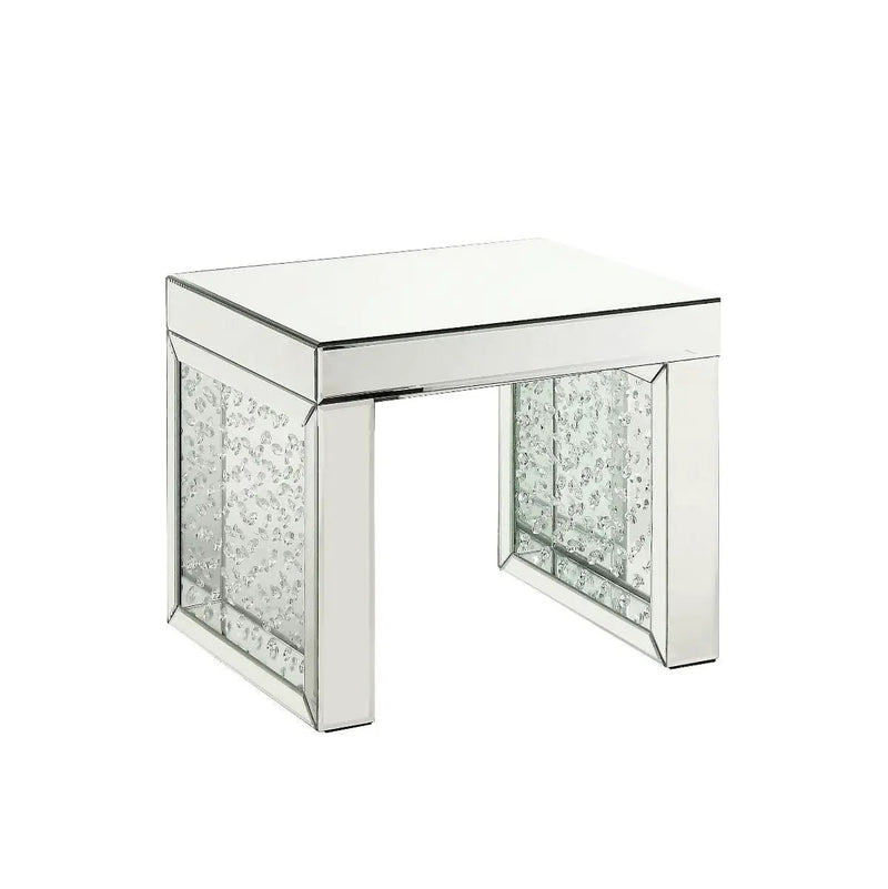 Nysa - 16" Accent Table - Mirrored & Faux Crystals Inlay by Unique Piece Furniture