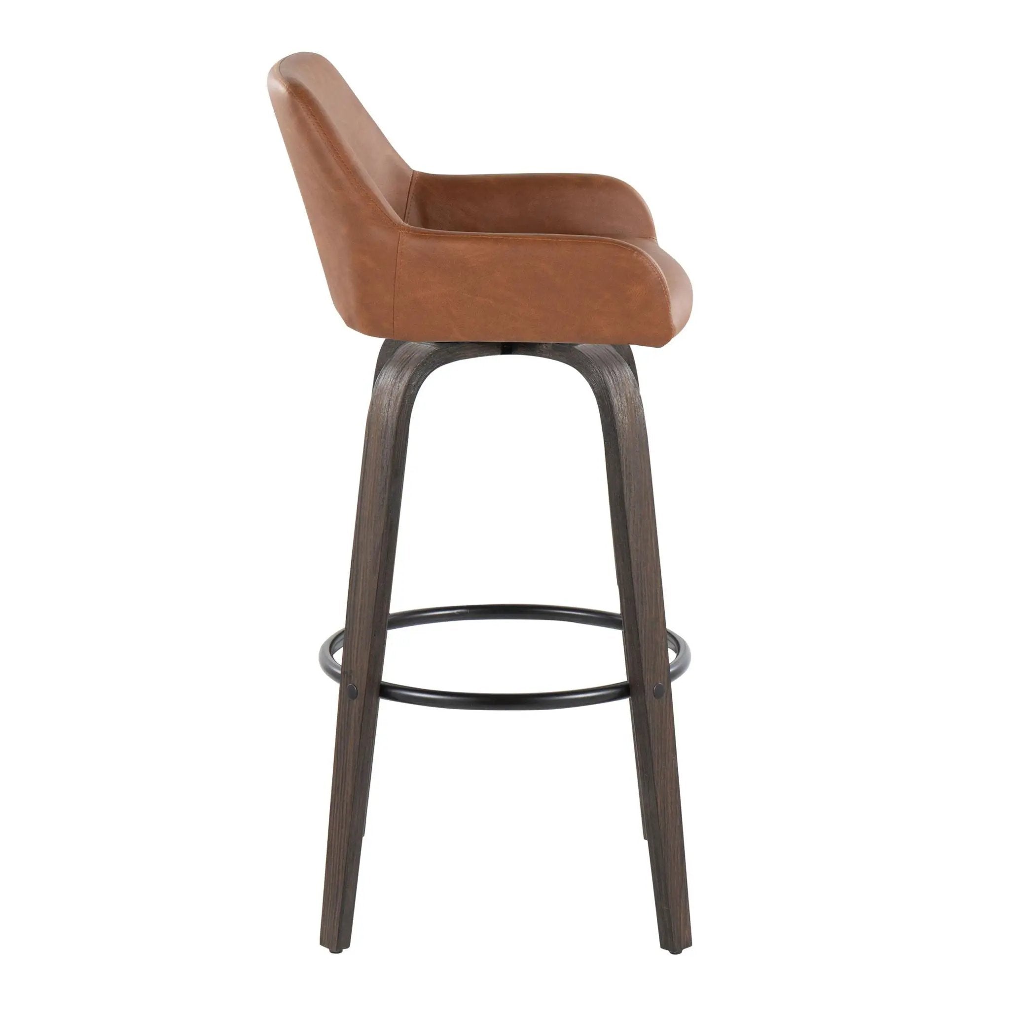 Daniella - Contemporary Fixed Height, Barstool With Swivel With Round Footrest (Set of 2) by HouseOfZazla