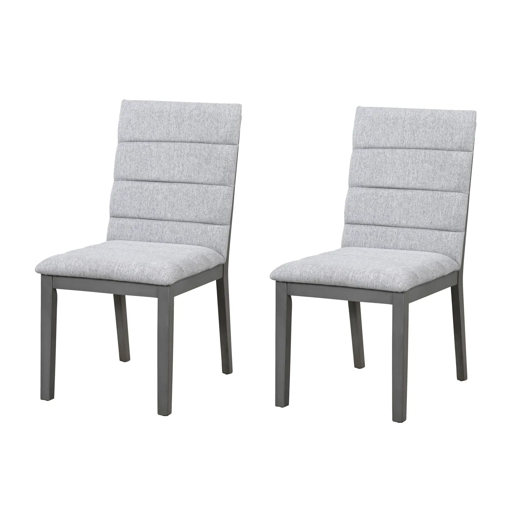 Tufted Upholstery Modern Dining Chairs (Set of 2) Sleek Comfort With Rubber Wood Frame - Gray / Oak by Unique Piece Furniture