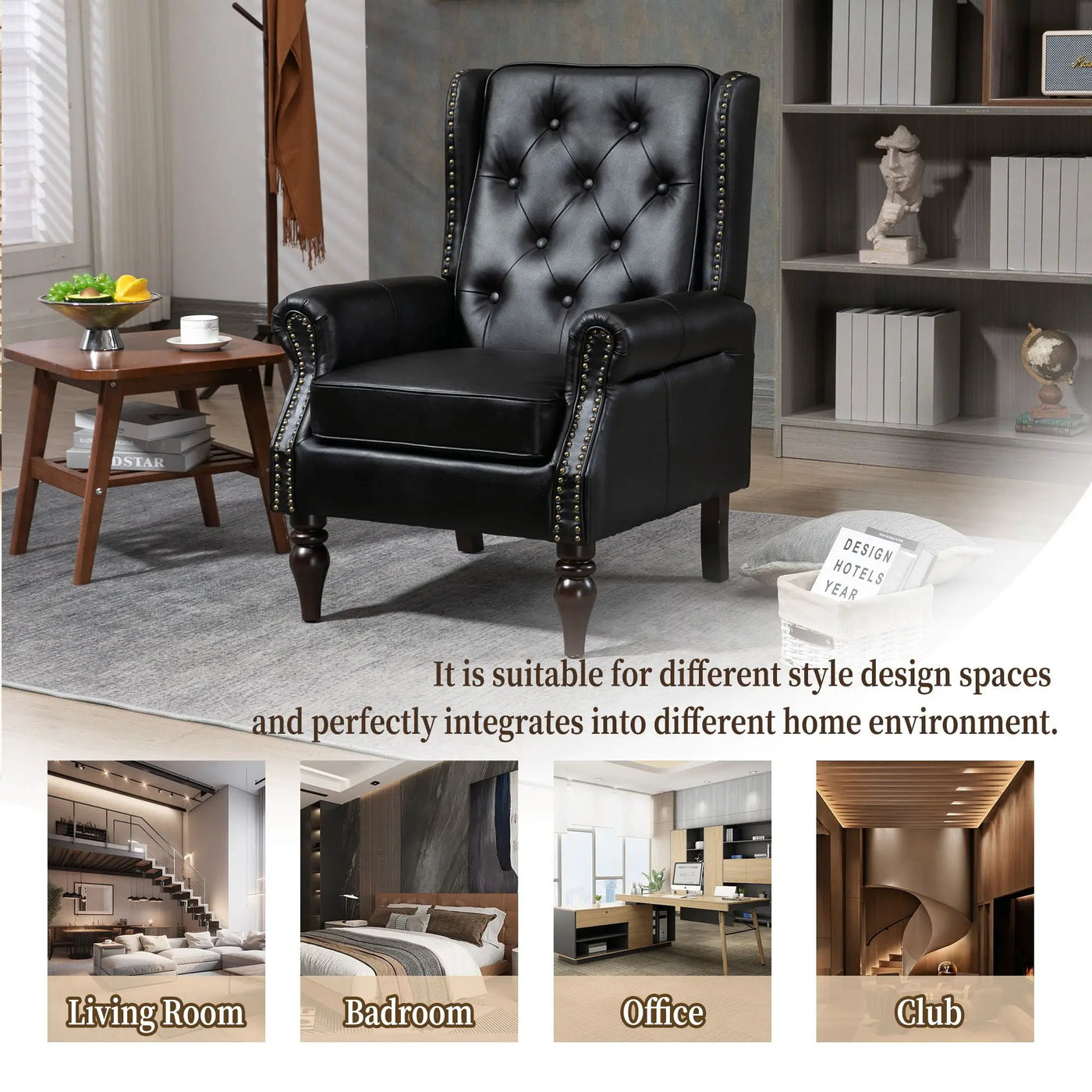 Modern Accent Armchair With Sturdy Wood Legs by Unique Piece Furniture