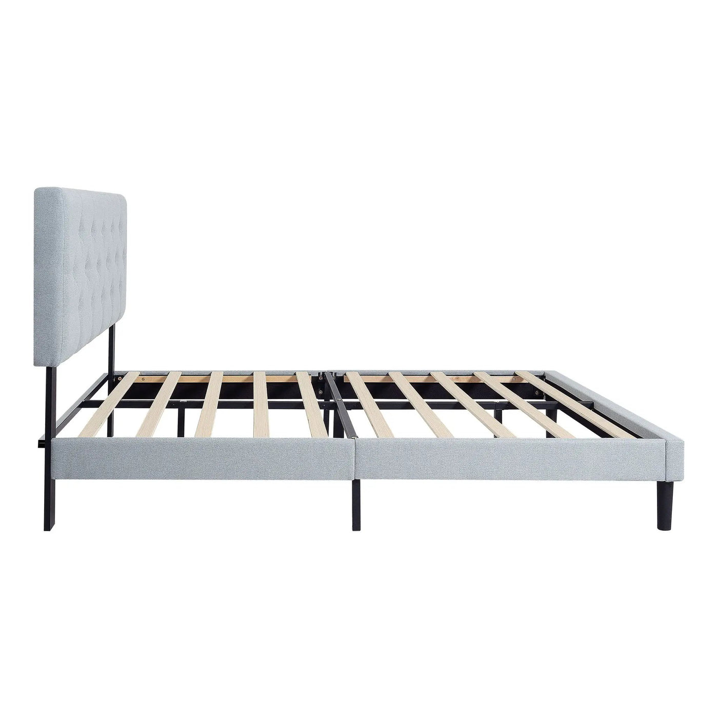 Modern Upholstered Platform Bed Frame With Button Tufted Fabric Headboard by Unique Piece Furniture
