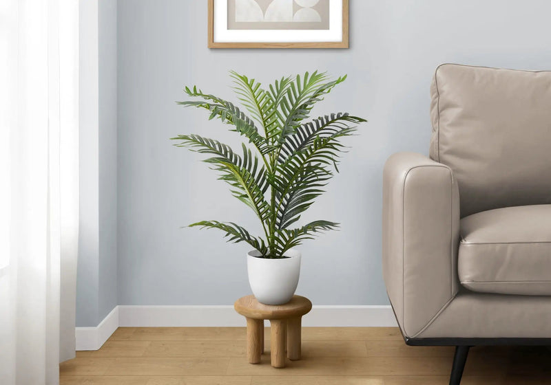 28" Tall, Artificial Plant, Palm Tree, Indoor, Faux, Fake, Floor, Greenery, Potted, Real Touch, Decorative - Green / White by Unique Piece Furniture