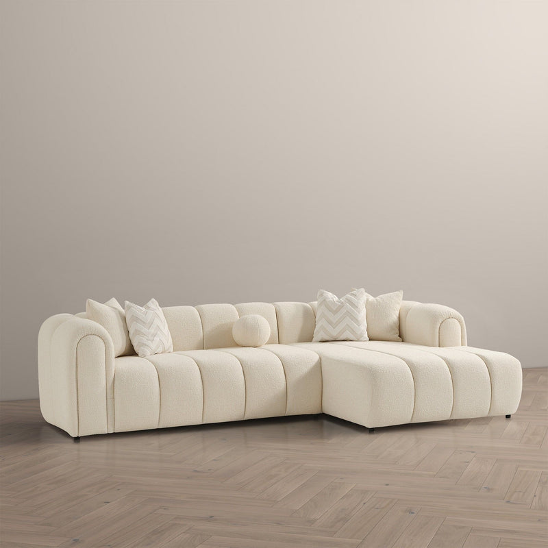 Beatrice - Modern Tufted Right Sectional Sofa - Ivory by HouseOfZazla
