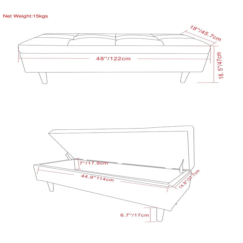 Shay - Large Square Coffee Table Storage Ottoman Mid-Century Style by HouseOfZazla