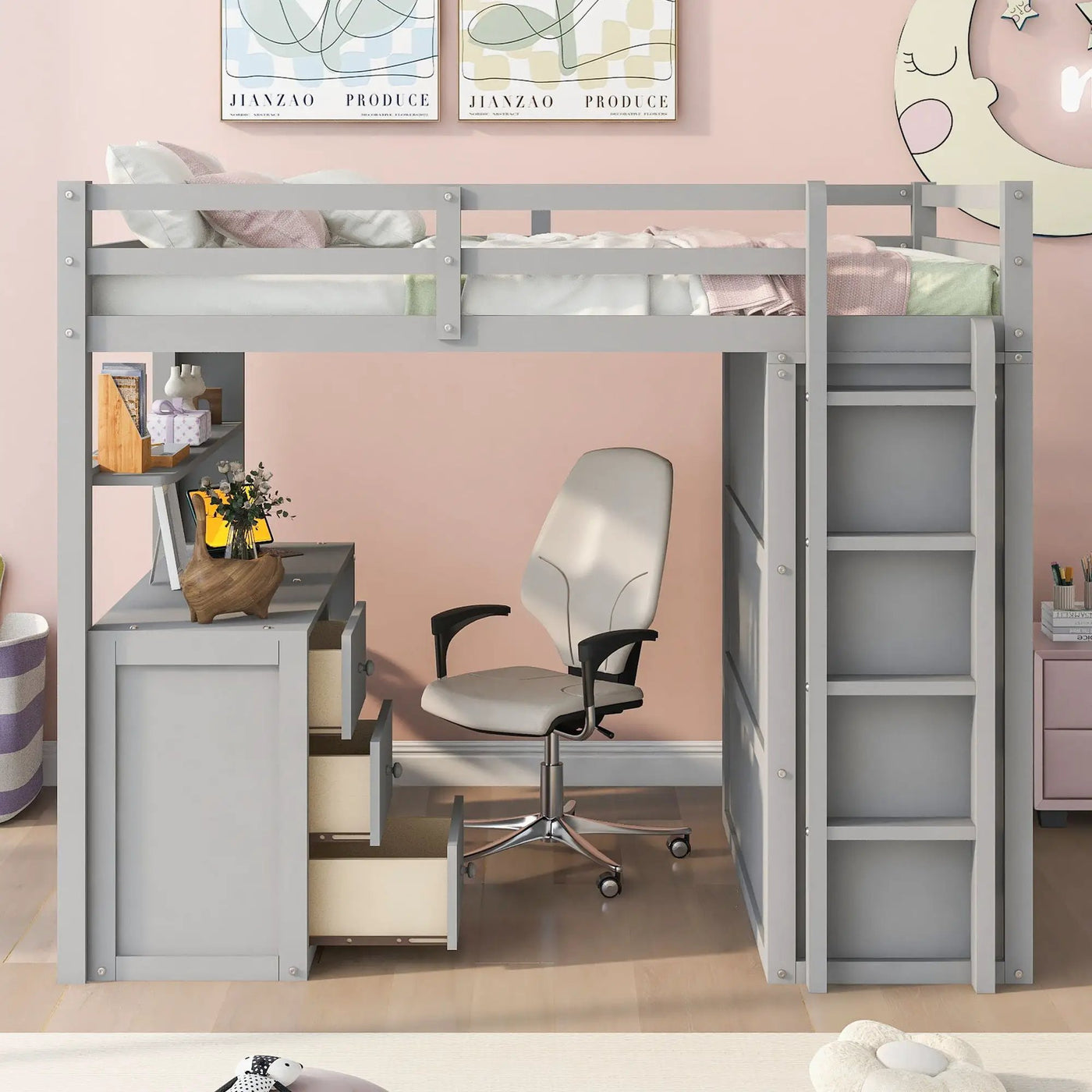 Loft Bed With Drawers, Desk, And Wardrobe by Unique Piece Furniture