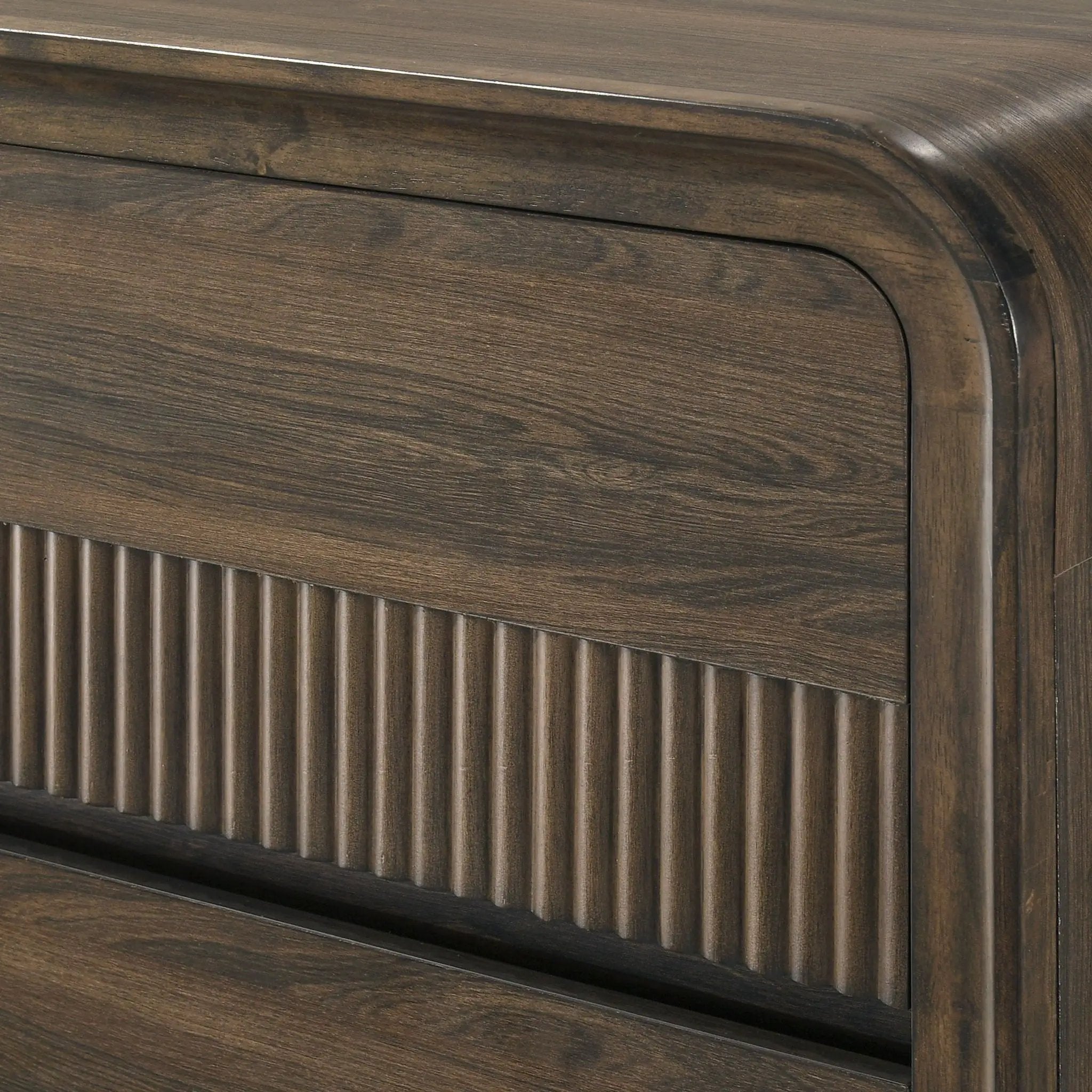 Flair Rounded Edges 1 Piece Chest, 5 Drawer Storage Bedroom Furniture - Brown by HouseOfZazla