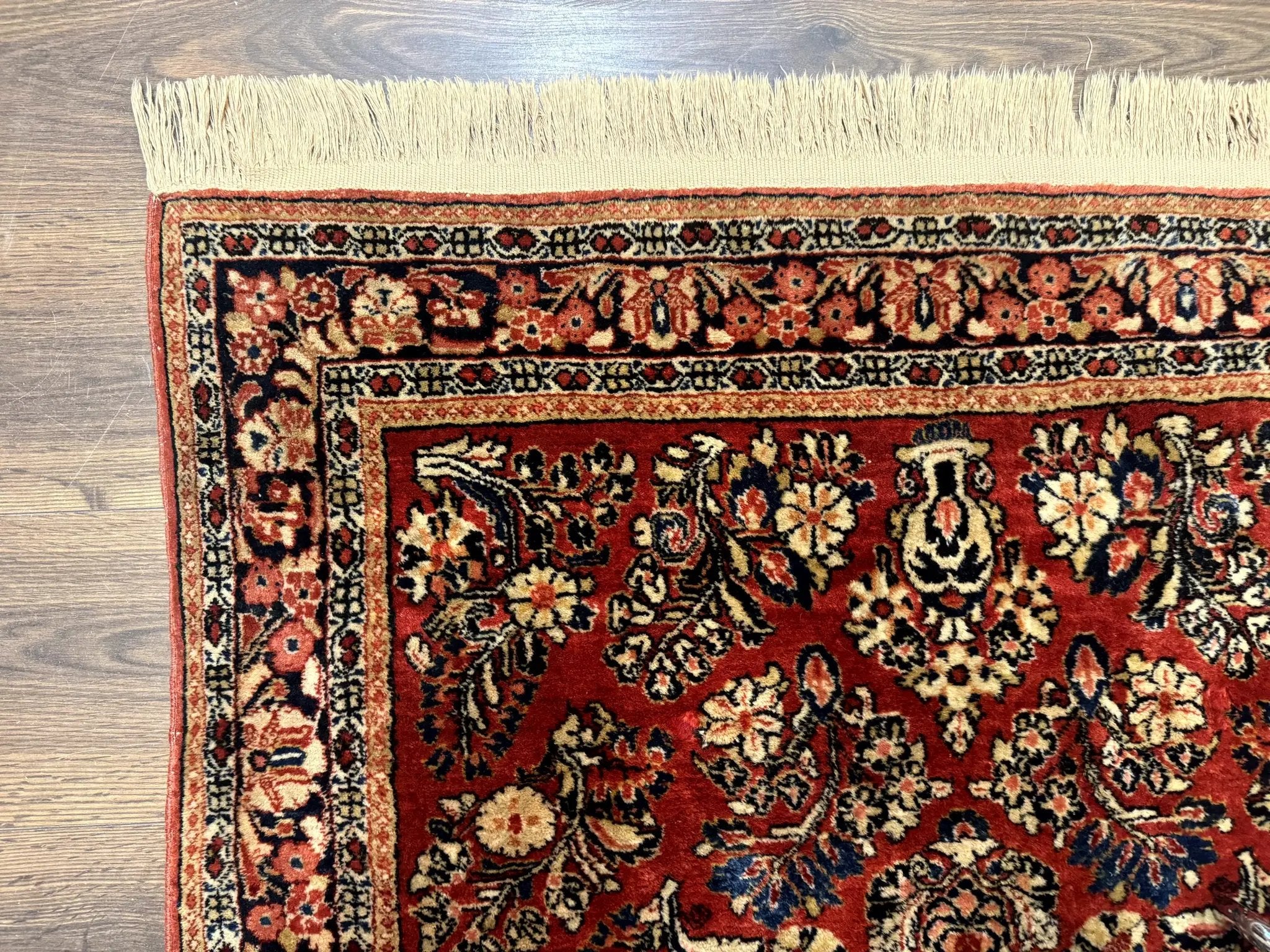 Antique Persian Sarouk Rug 3x5, Red, Floral, 200 KPSI by Jewel Rugs