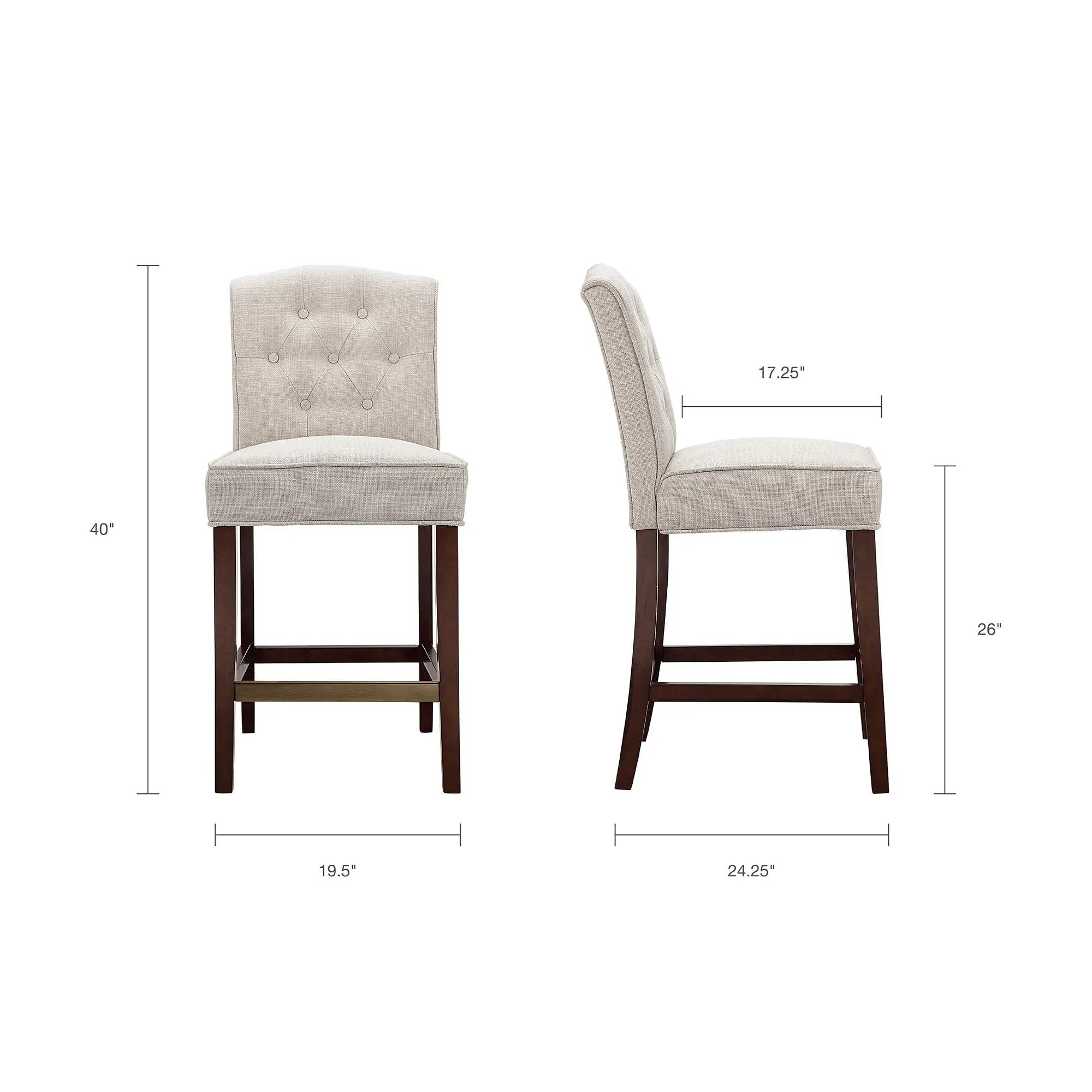 Tufted Counter Stool With Button Tufted Back - Tan by Unique Piece Furniture
