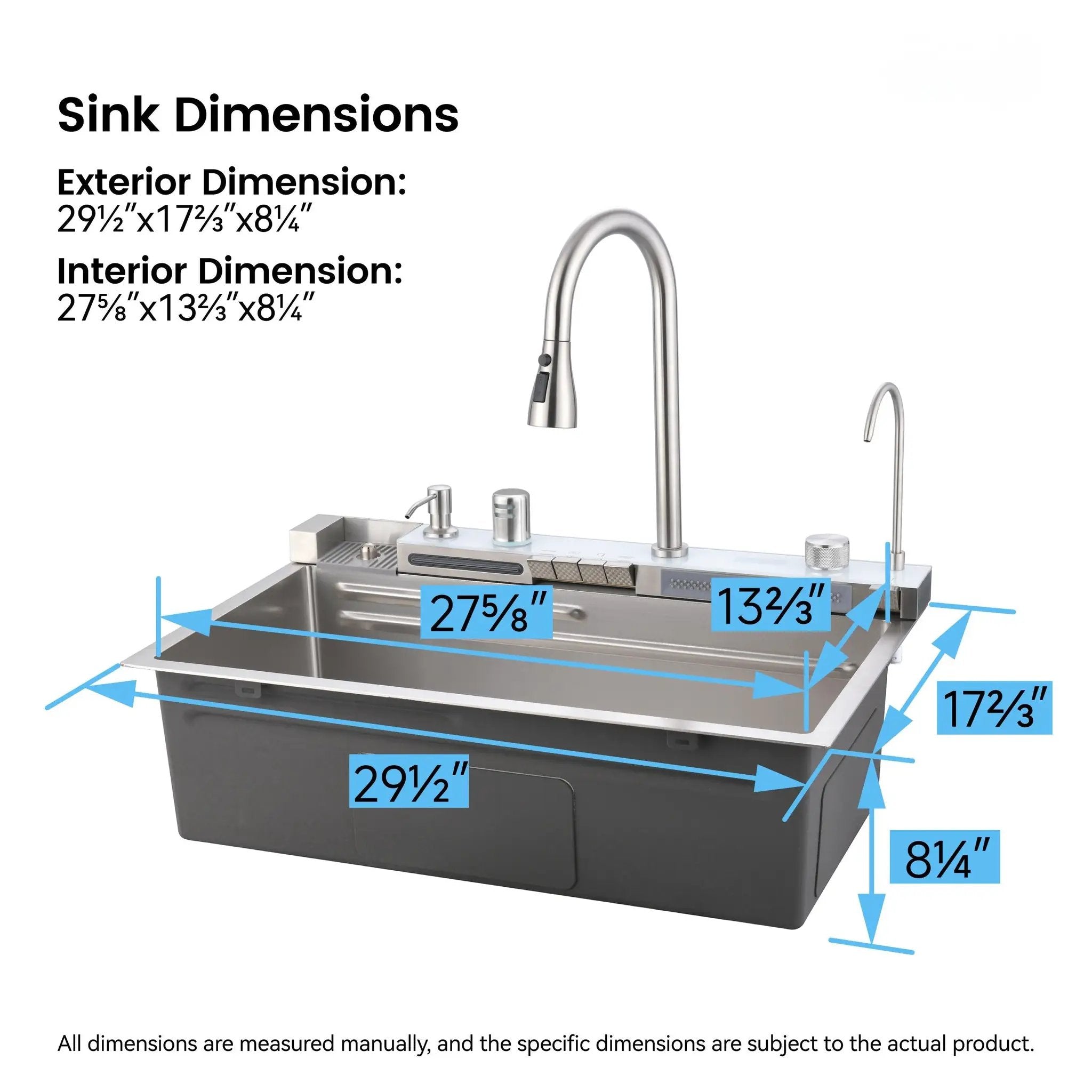 Pull-out Faucet Single Bowl Sink - 30"x18" by HouseOfZazla