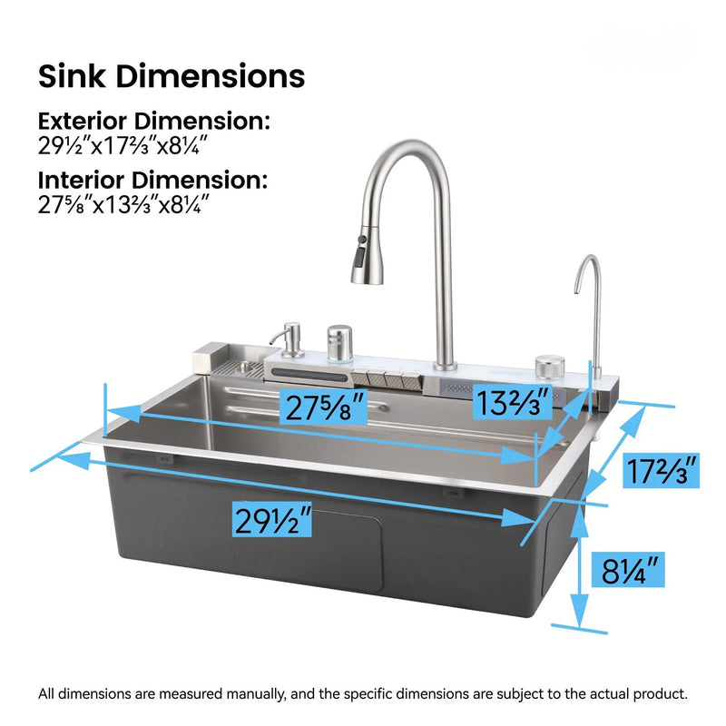 Pull-out Faucet Single Bowl Sink - 30"x18" by HouseOfZazla