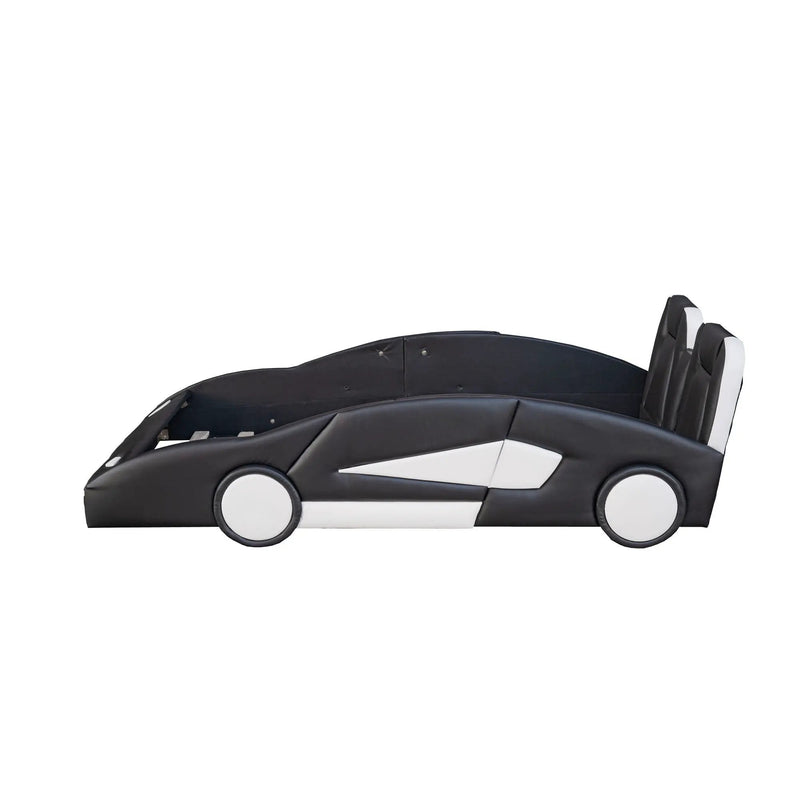 Race Car Shaped Twin Platform Bed With Wheels, Pine Wood Construction by HouseOfZazla
