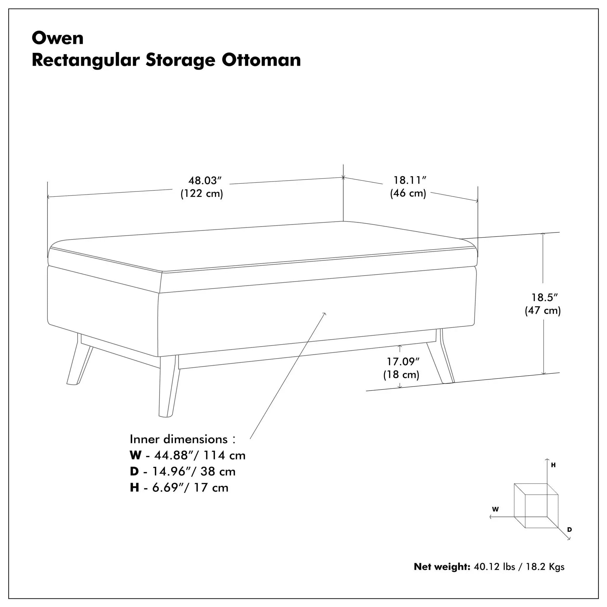 Owen - Rectangular Storage Ottoman - Midnight Black by Unique Piece Furniture