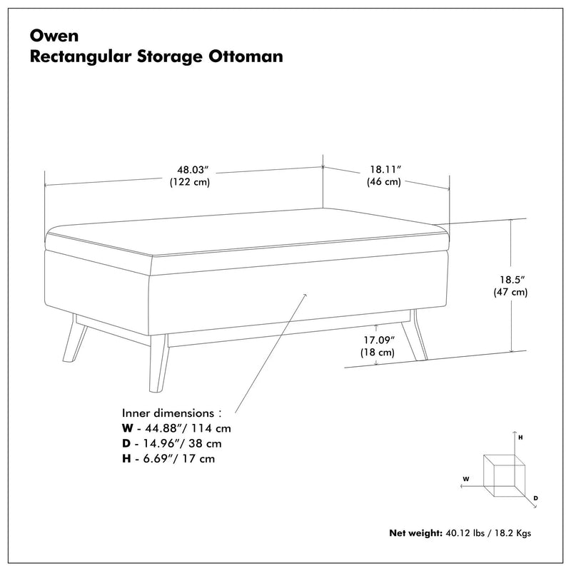 Owen - Rectangular Storage Ottoman - Midnight Black by HouseOfZazla