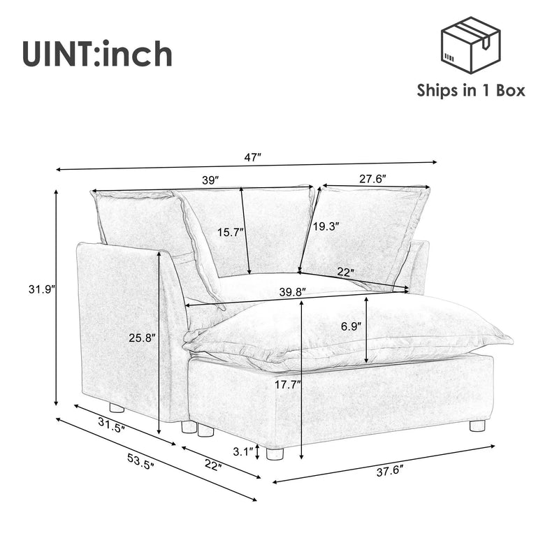 Modern Cozy Upholstered Armchair Sofa With Movable Ottoman by Unique Piece Furniture