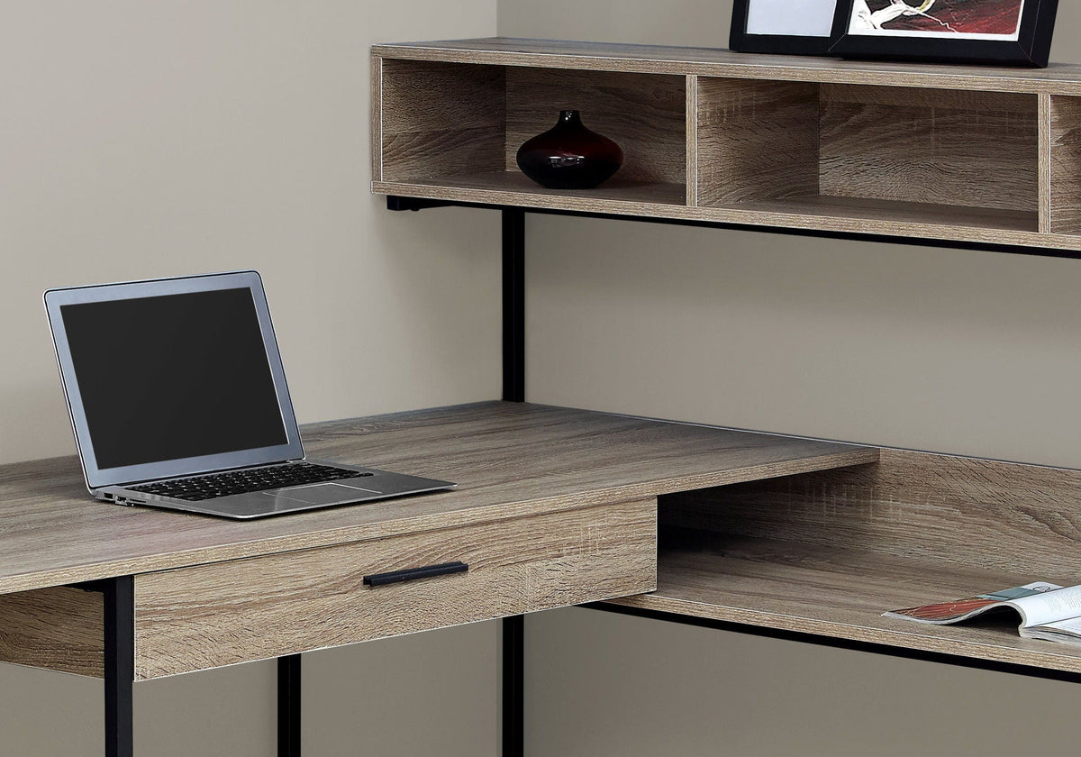 L-Shaped Corner Computer Desk with Storage Drawers - Modern Metal & Wood, photo 7 of 12