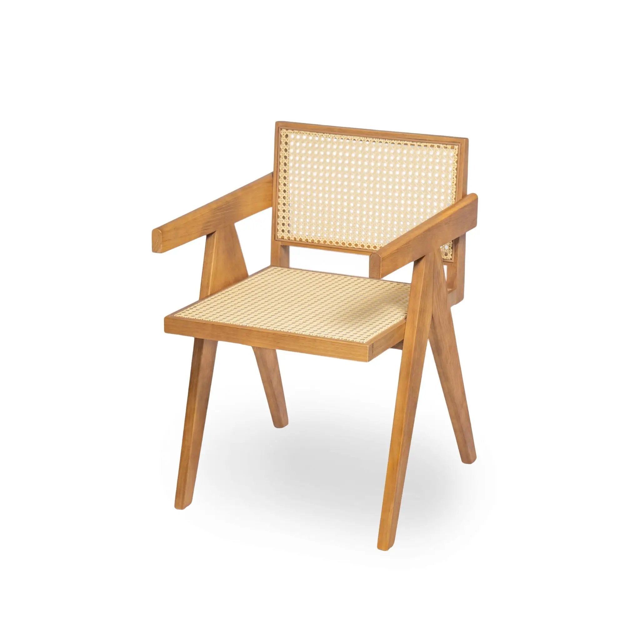 Chandigarh Arm Dining Chair With Natural Cane Design (Set of 2) by HouseOfZazla