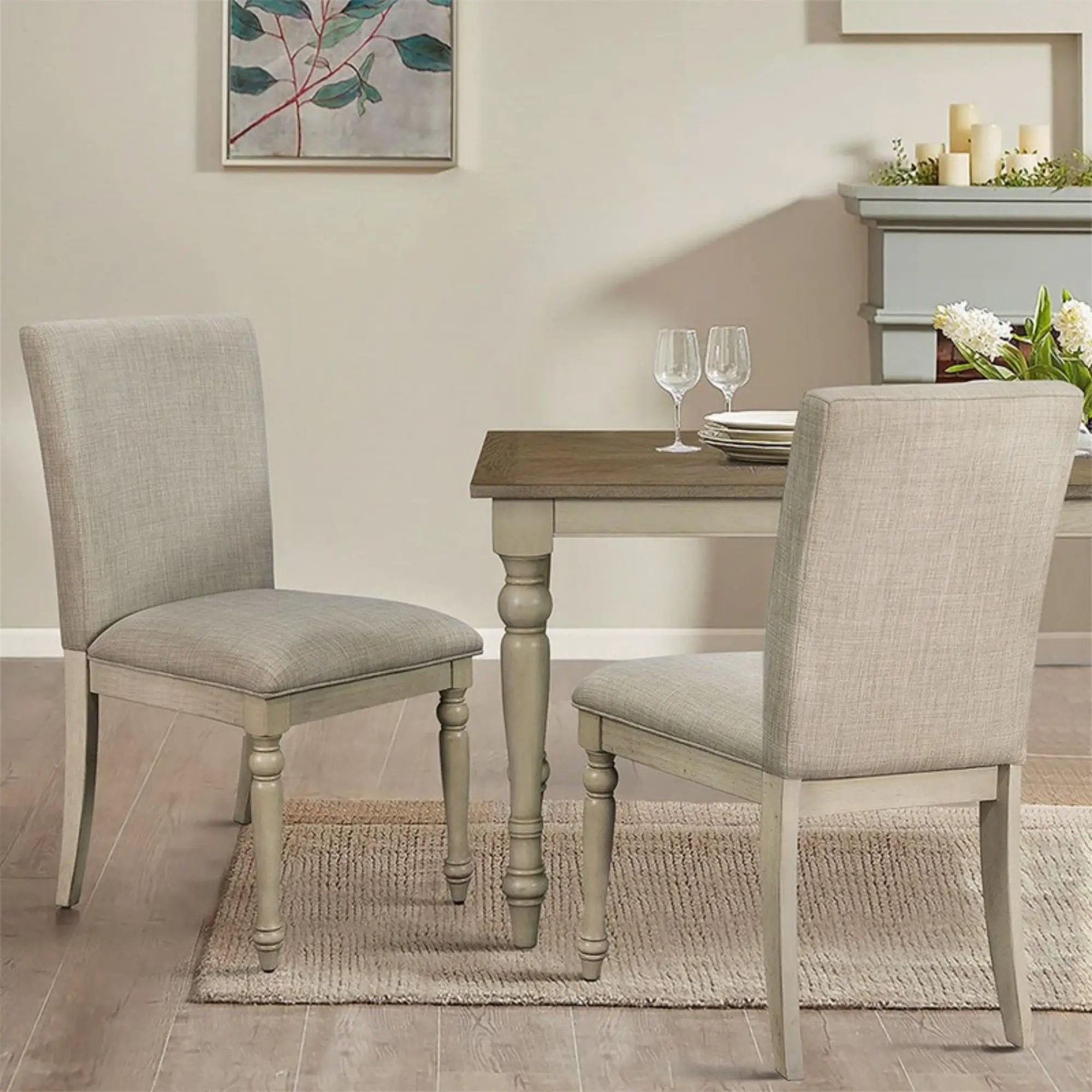 Fiona - Upholstered Dining Chair With Turned Legs (Set of 2) - Light Gray by HouseOfZazla