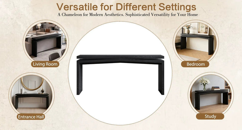 65-Inch Rustic Solid Wood Veneer Console Table by HouseOfZazla