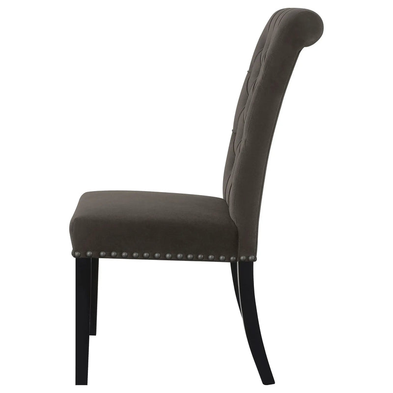Alana Velvet Upholstered Dining Side Chair Brown (Set of 2) by Unique Piece Furniture