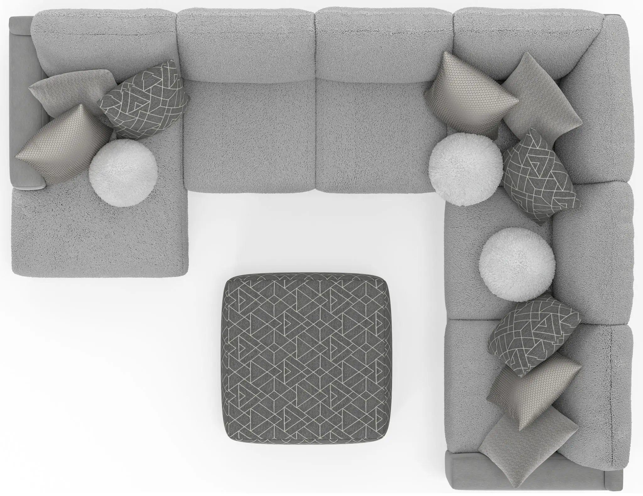 Canyon - 4 Piece Sectional With Cuddler Seat Cushions, Included Accent Pillows And Cocktail Ottoman (Left Side Facing Chaise) - Platinum by Unique Piece Furniture