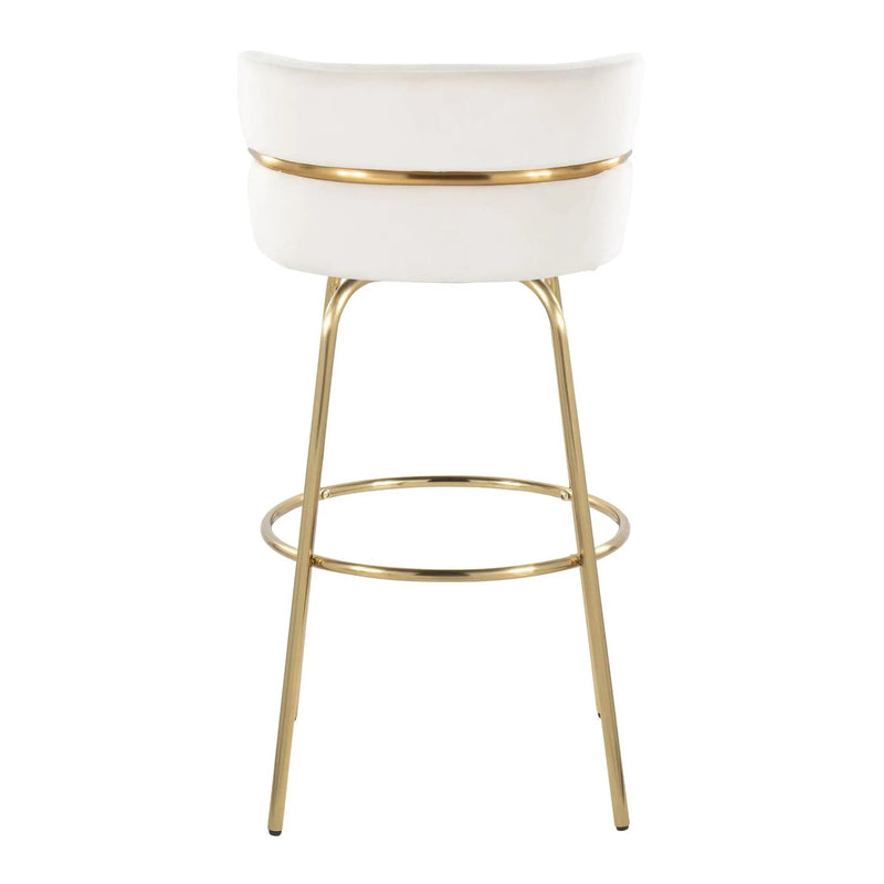 Cinch - Glam / Art Deco Fixed Height Barstool With Swivel With Round Footrest (Set of 2) by Unique Piece Furniture