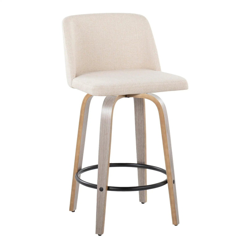 Toriano - Contemporary Fixed Height Counter Stool With Swivel & Round Footrest (Set of 2) by Unique Piece Furniture
