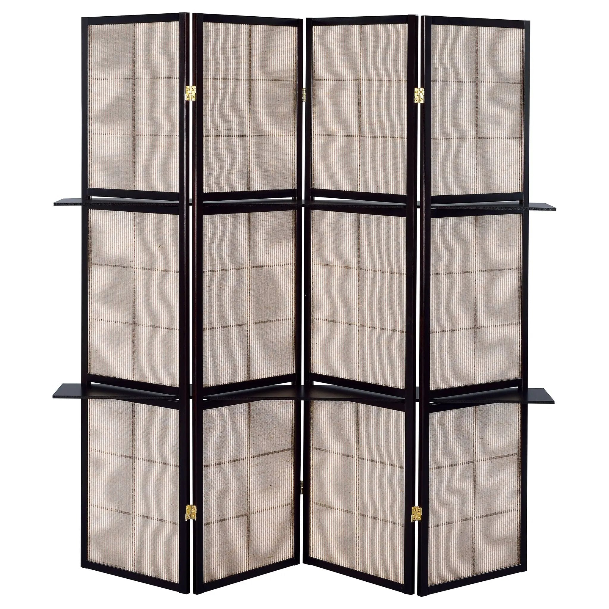 Iggy 4-Panel Room Divider Folding Shoji Screen Cappuccino by Unique Piece Furniture