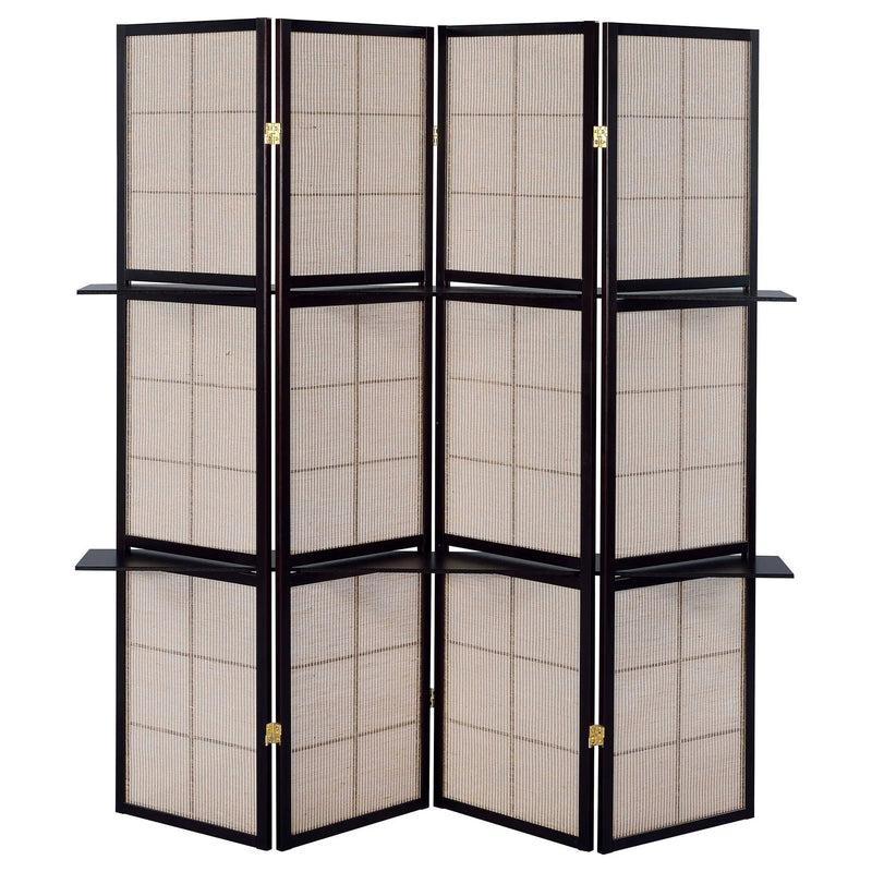 Iggy 4-Panel Room Divider Folding Shoji Screen Cappuccino by Unique Piece Furniture