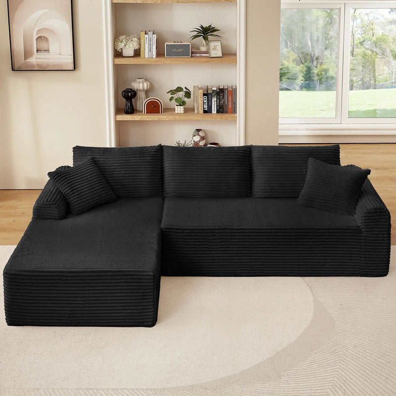 Modular Sectional With Arched Armrests, Includes 3 Back Cushions & 2 Throw Pillows by Unique Piece Furniture