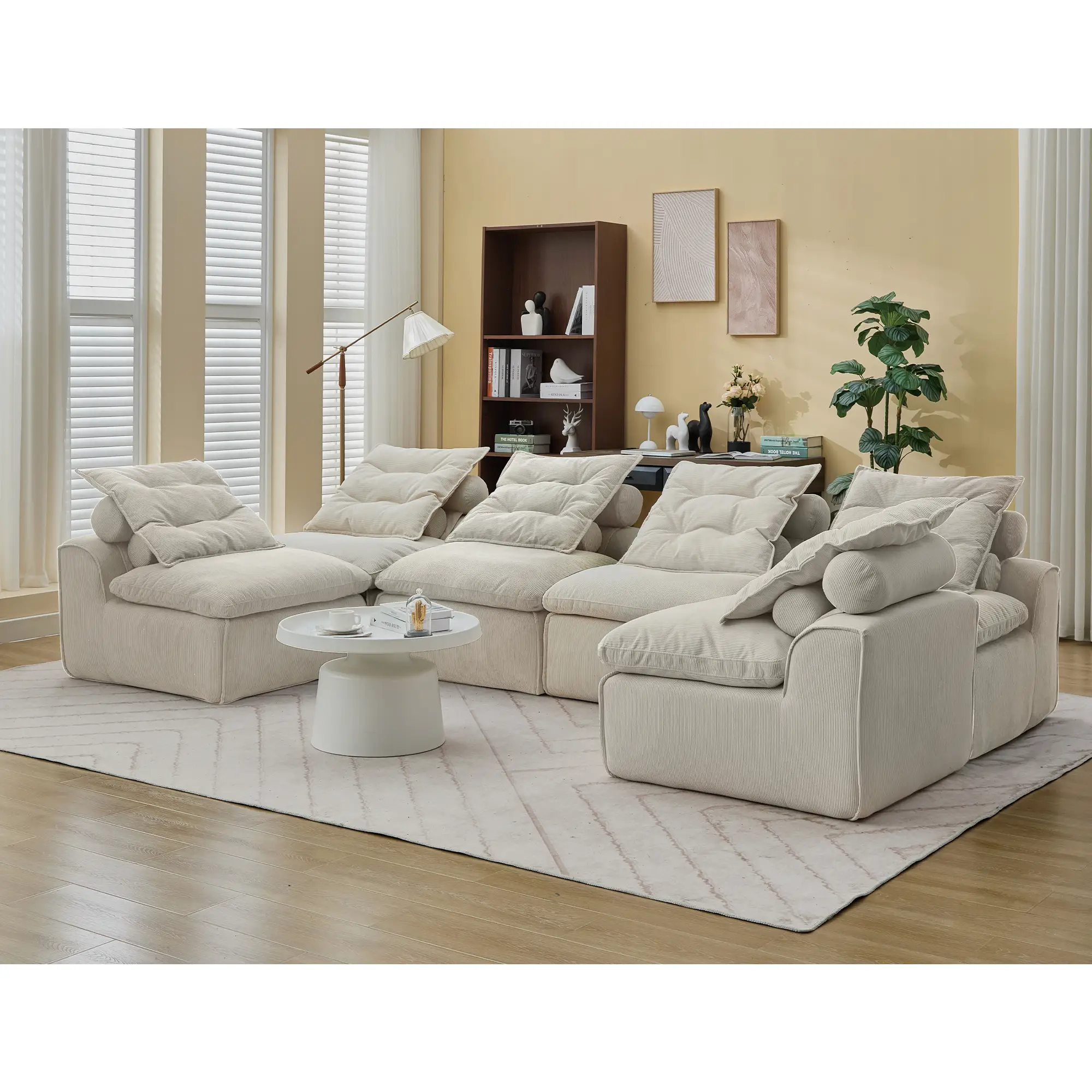 Modular Sofa 6-Piece Set in Beige Corduroy by GigaTech by HouseOfZazla