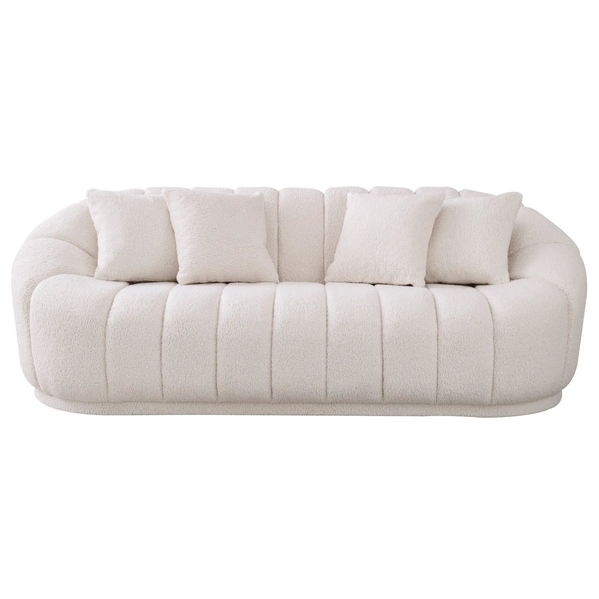 Maximilian - Modern Japandi Style Tight Back Boucle Couches by Unique Piece Furniture