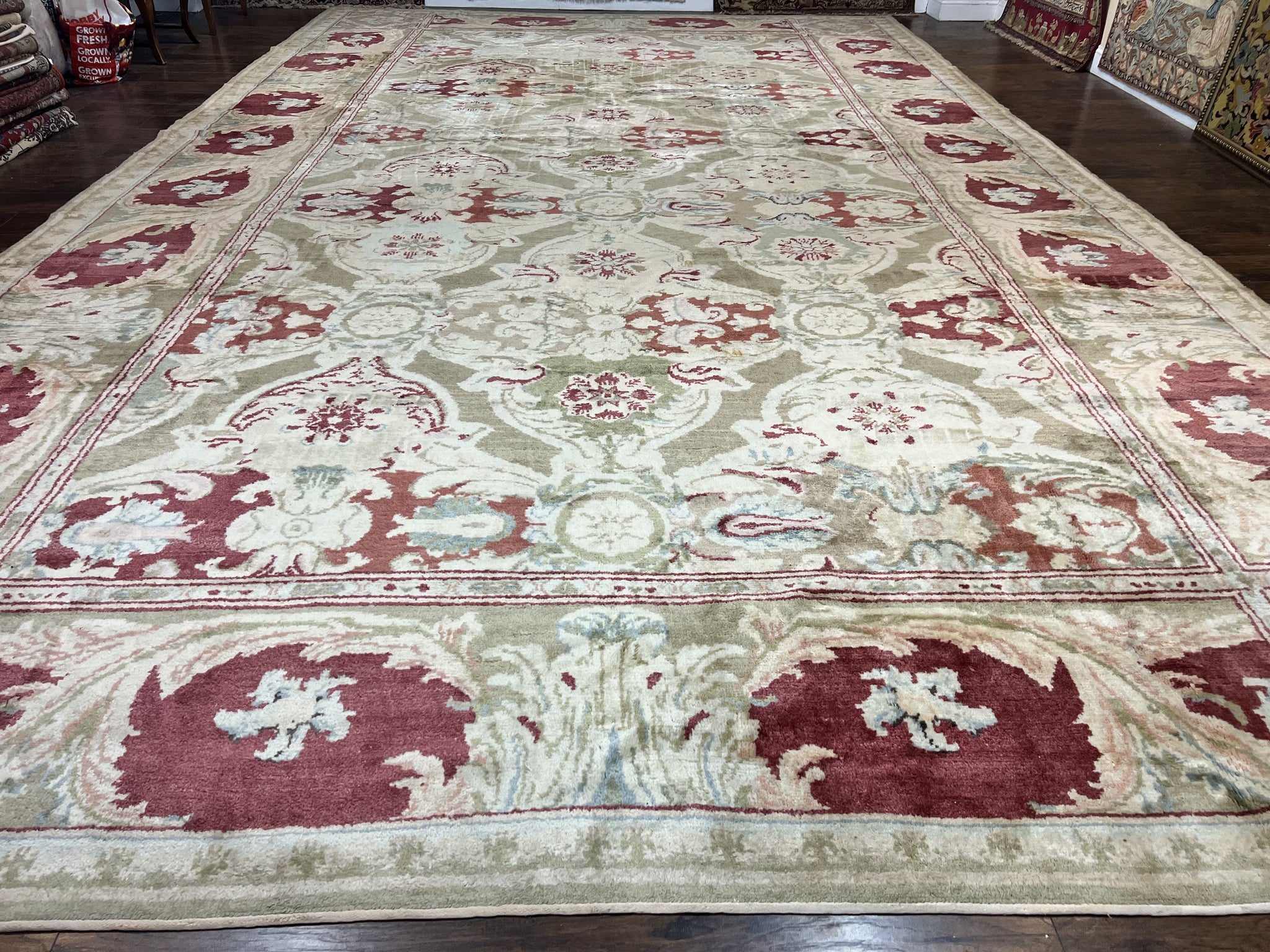 Large Egyptian Oushak Rug 12x21, Wool Handmade Vintage Carpet, Allover Pattern, Oversized 12 x 21 ft Traditional Rug by Jewel Rugs