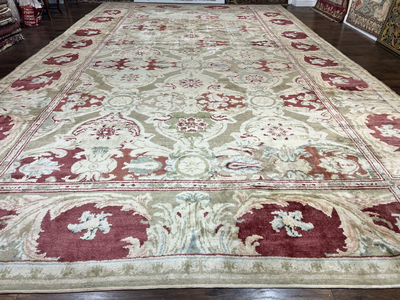 Large Egyptian Oushak Rug 12x21, Wool Handmade Vintage Carpet, Allover Pattern, Oversized 12 x 21 ft Traditional Rug by Jewel Rugs