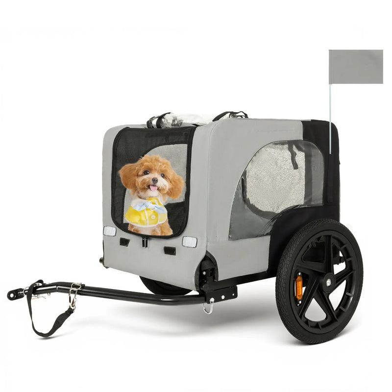 Outdoor Heavy Duty Collapsible Pet Bike Trailer with 16-Inch All-Terrain Wheels by HouseOfZazla