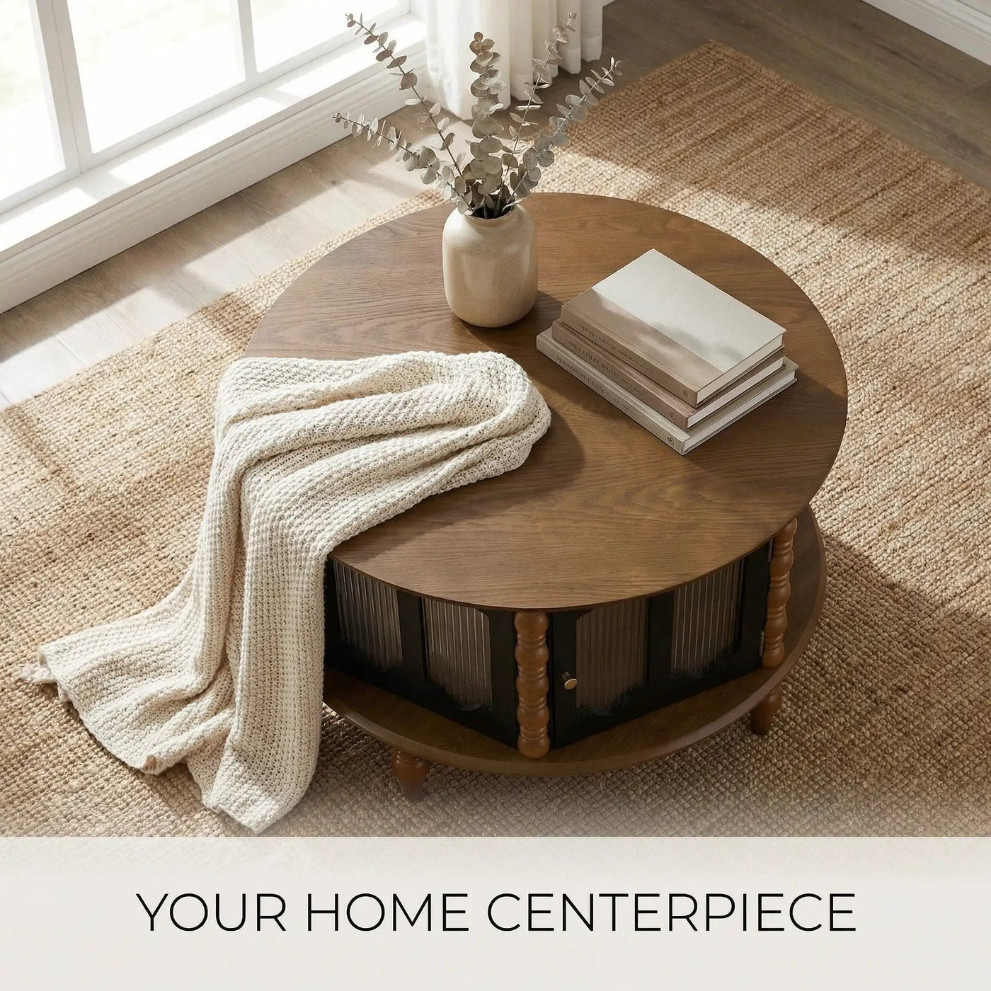 Round 3 Door Storage Coffee Table For Living Room by HouseOfZazla