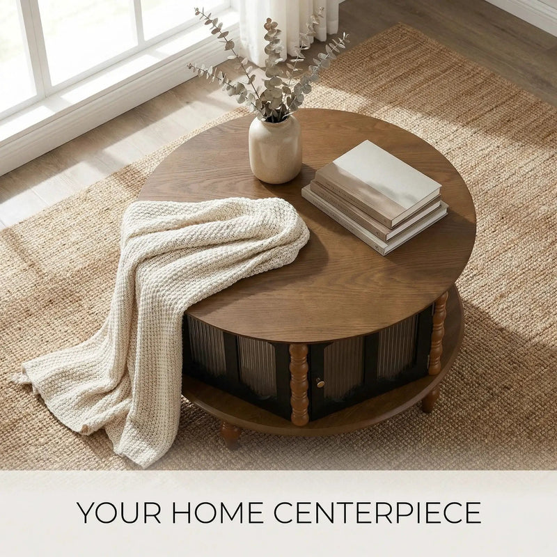Round 3 Door Storage Coffee Table For Living Room by HouseOfZazla