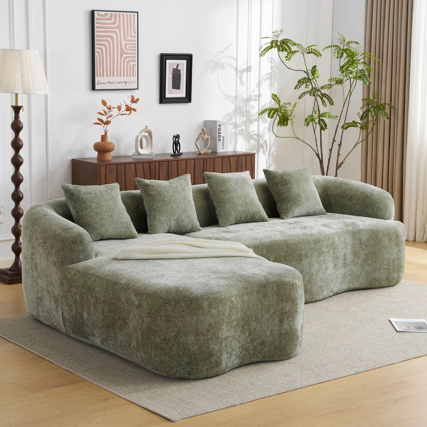 Modular L-Shape Sectional Sofa With Curved Chaise by HouseOfZazla