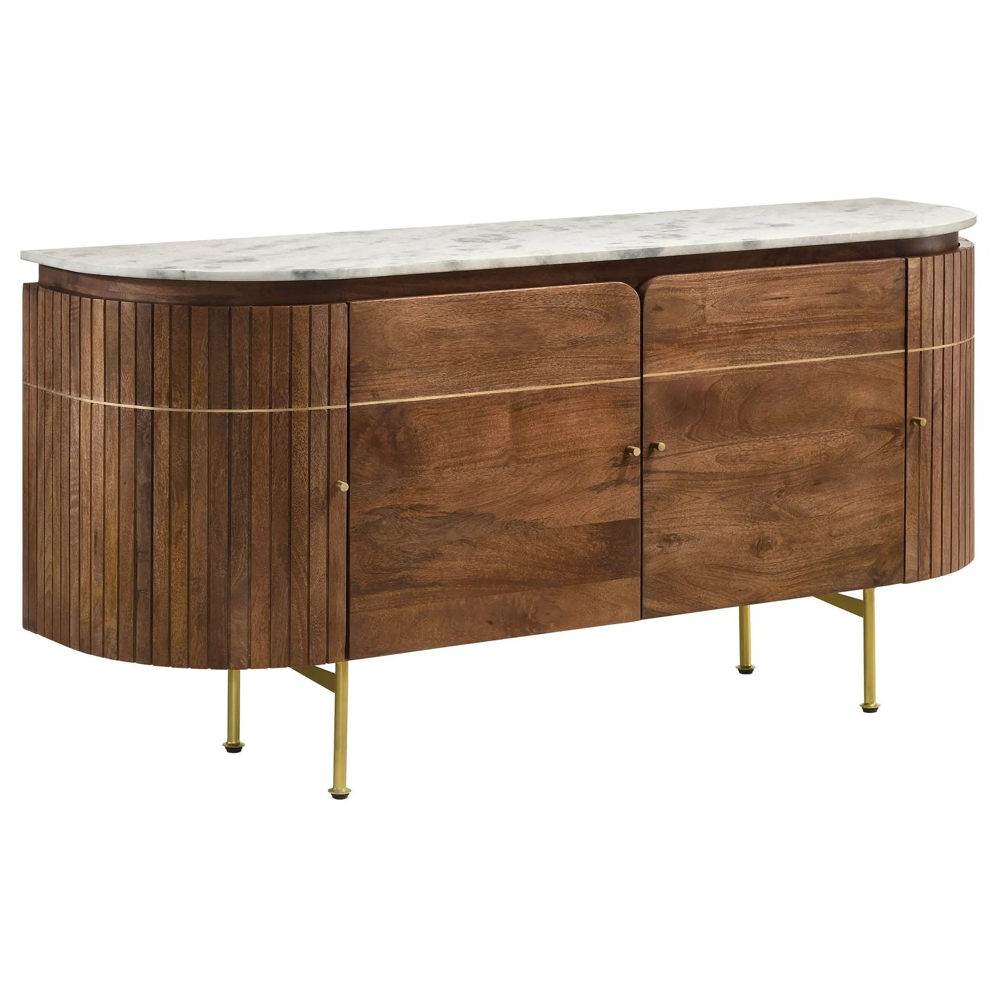 Ortega 4-door Marble Top Sideboard Buffet Cabinet Natural by Unique Piece Furniture