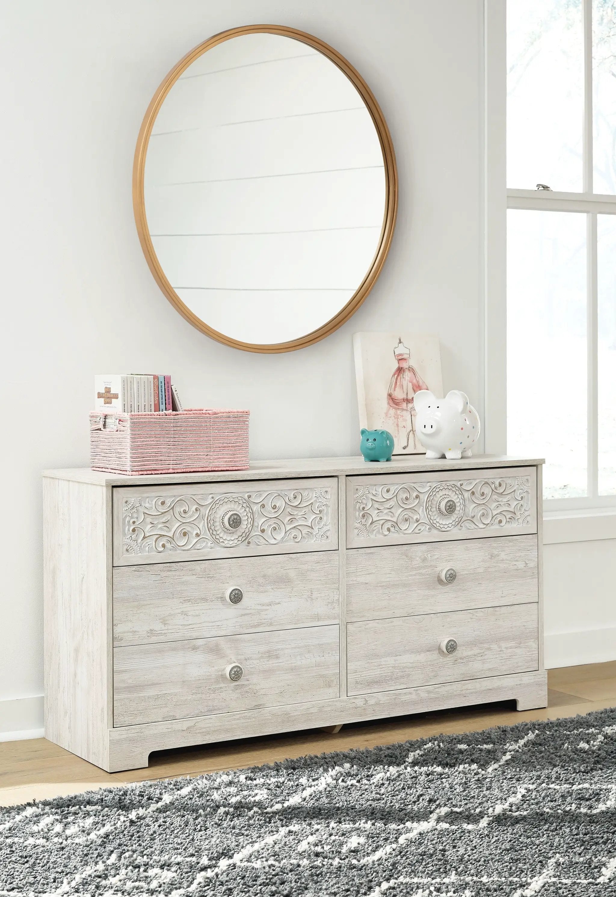 Paxberry - Six Drawer Dresser - Vinyl-Wrapped - Whitewash by Unique Piece Furniture